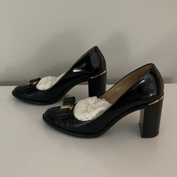 Ferragamo Vera bow block heel pump size 9.5 - Picture 2 of 4